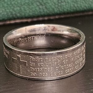 Silver "Our Father" Prayer (in Spanish) size 9 Ring